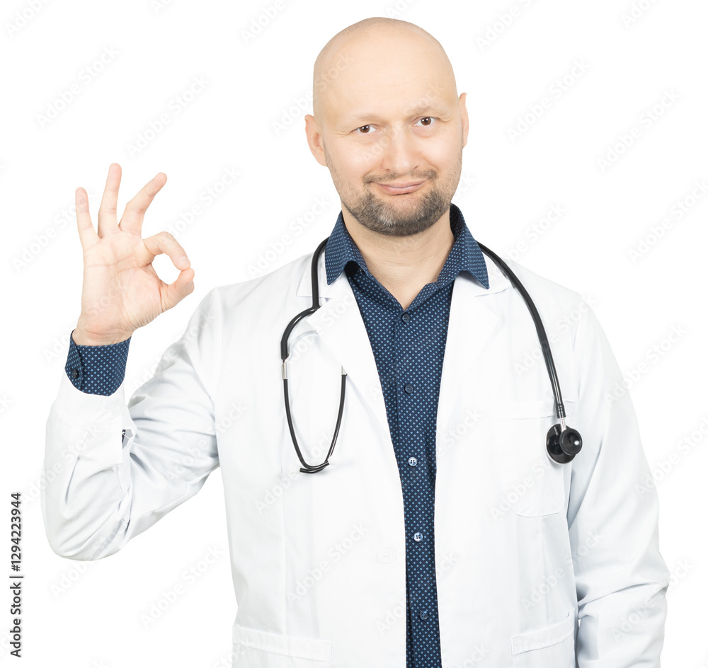 Doctor Smiling and Showing an OK Gesture Doctor Smiling and Showing an OK Gesture