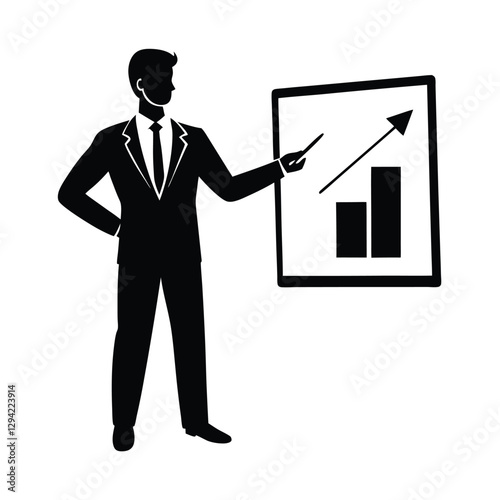 Experienced business coach silhouette clearly explains an effective strategy during insightful corporate training session