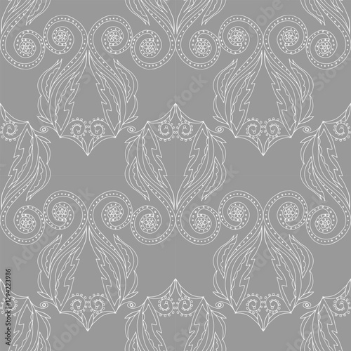 seamless botanical pattern of painted oriental motifs 
