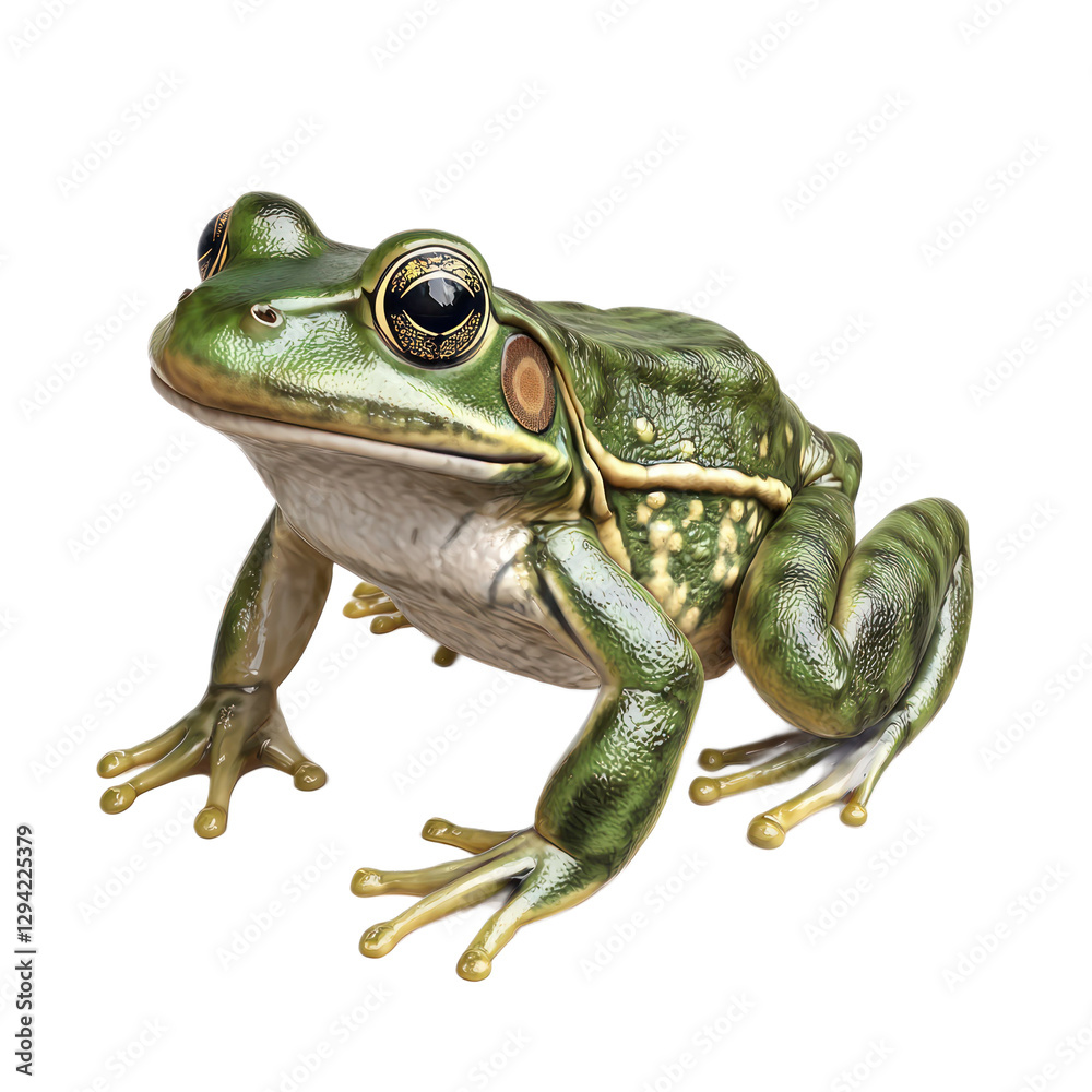 Obraz premium 3D vector icon of American bullfrog isolated on transparency background