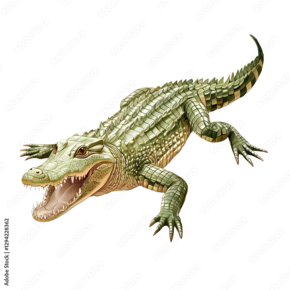 3D vector icon of American crocodile isolated on transparency background 3D vector icon of American crocodile isolated on transparency background