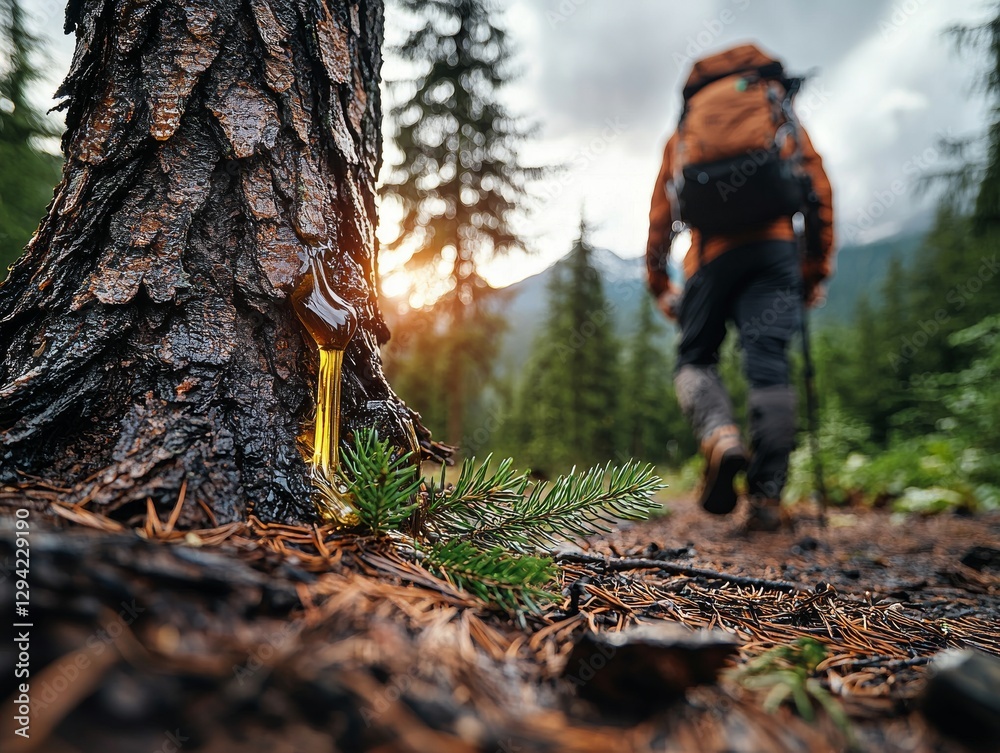Hiking Adventure Through Pine Trees at Sunset Nature Photography Serene Landscape Tranquil Environment Outdoor View Hiking Adventure Through Pine Trees at Sunset Nature Photography Serene Landscape Tranquil Environment Outdoor View