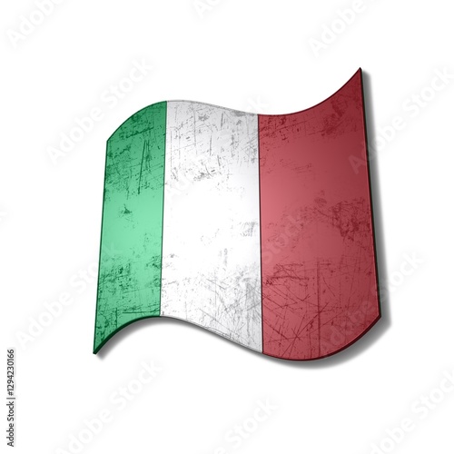 Bandiera Italia con forma tridimensionale e sfondo bianco