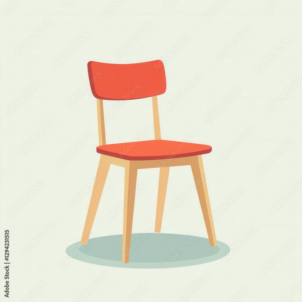 Red wooden chair with light green background in minimalist style. Red wooden chair with light green background in minimalist style.