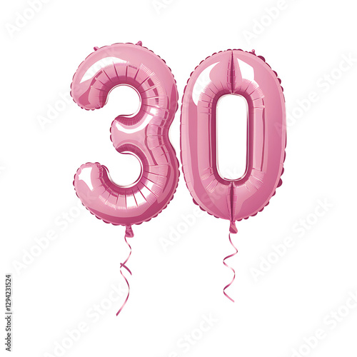Two Pink Balloons Shaped Like Number 30