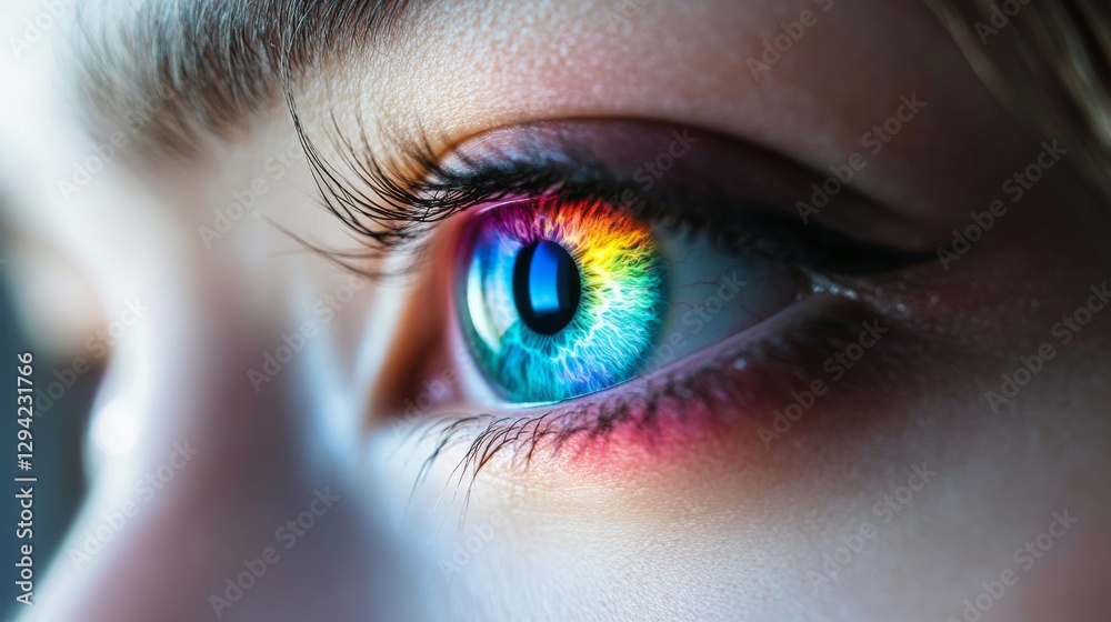 A robotic eye scanning and changing colors, symbolizing AI and technology. A robotic eye scanning and changing colors, symbolizing AI and technology.