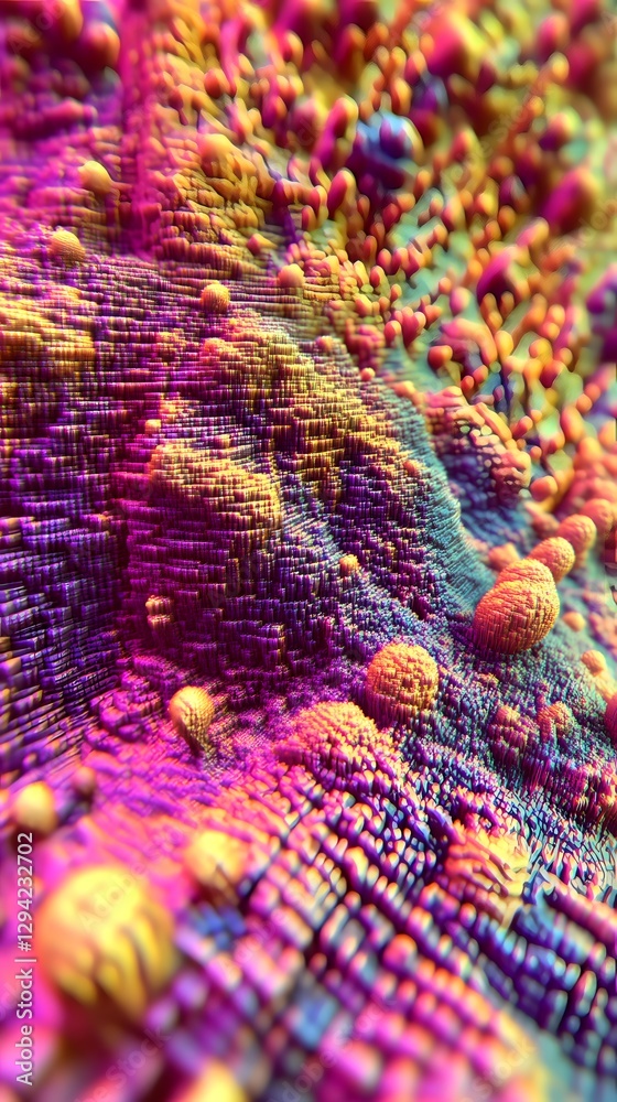 Abstract Fractal Terrain: An immersive close-up of a vibrant and complex fractal terrain, with textures that resemble a colorful and otherworldly landscape. Abstract Fractal Terrain: An immersive close-up of a vibrant and complex fractal terrain, with textures that resemble a colorful and otherworldly landscape.