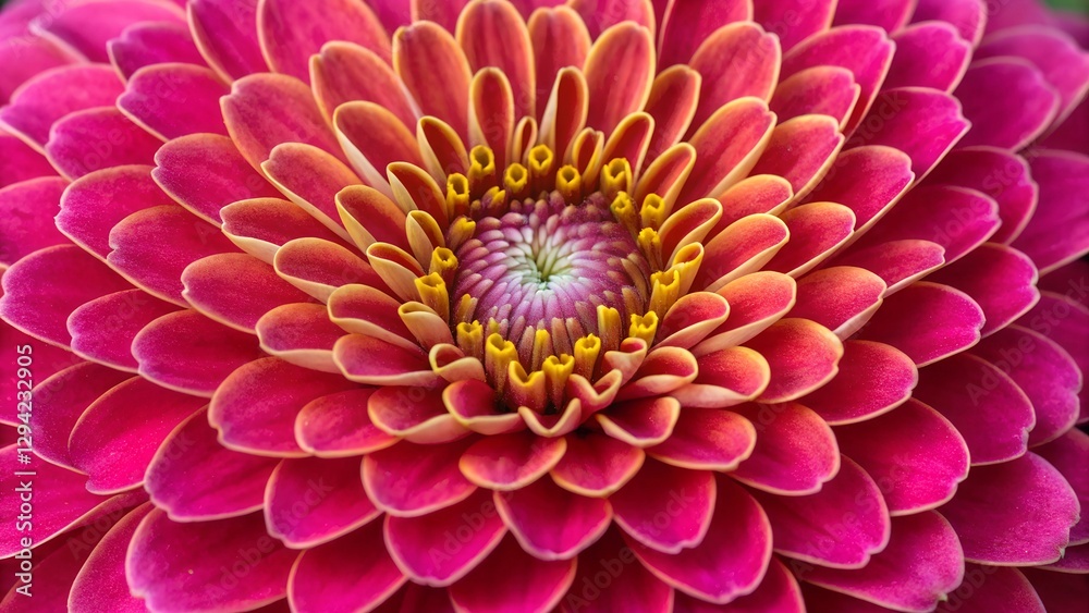 Radiant Bloom: A mesmerizing macro shot of a vibrant Zinnia flower, showcasing layers of colorful petals in intricate detail, bringing out the beauty of nature. Radiant Bloom: A mesmerizing macro shot of a vibrant Zinnia flower, showcasing layers of colorful petals in intricate detail, bringing out the beauty of nature.