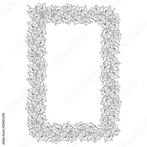 Hand Drawn Rectangular Flower Frame