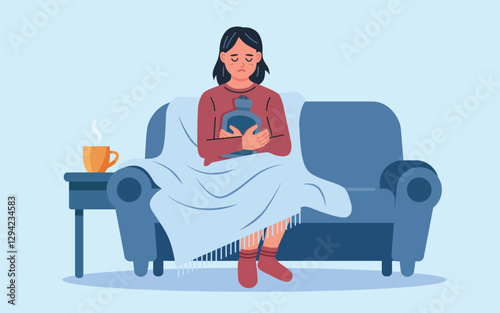 Sick Woman Resting at Home