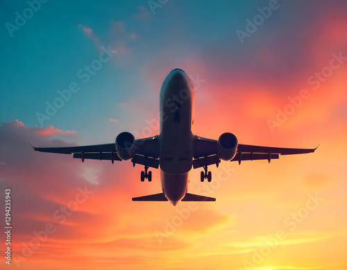 airplane at sunset