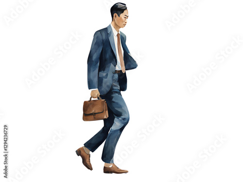 watercolor people walking