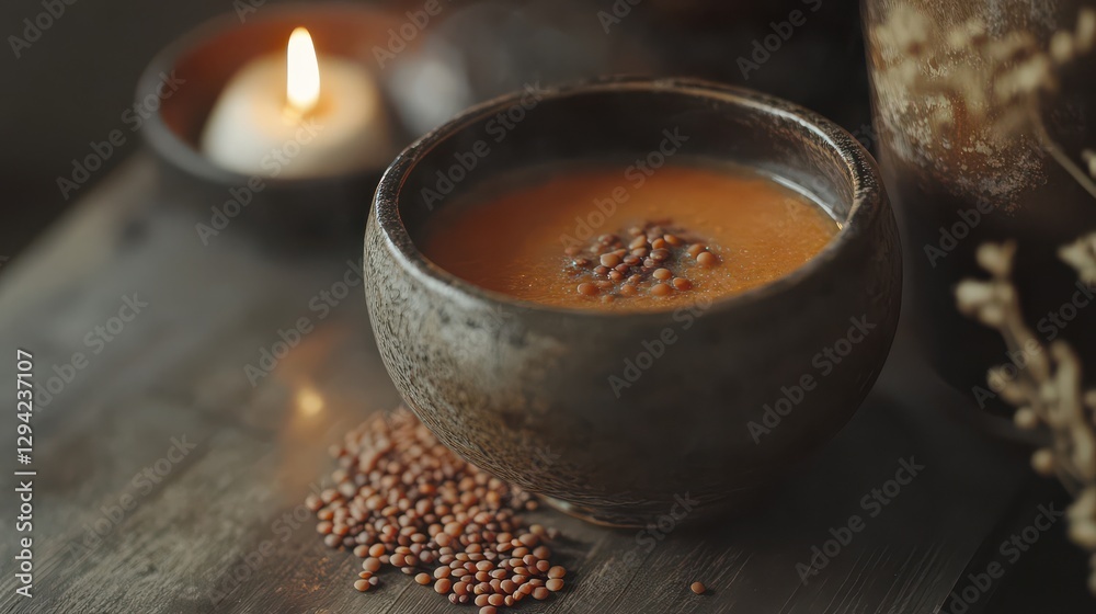 Healthy Lentil Soup in Rustic Ceramic Bowl Healthy Lentil Soup in Rustic Ceramic Bowl
