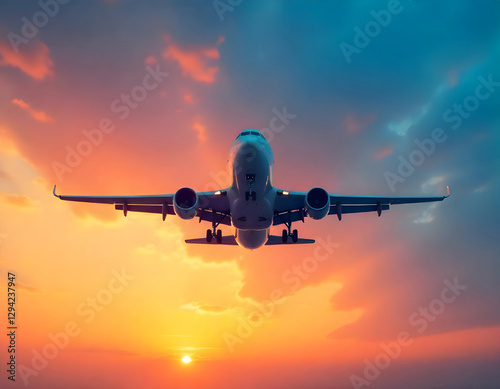 airplane in the sunset