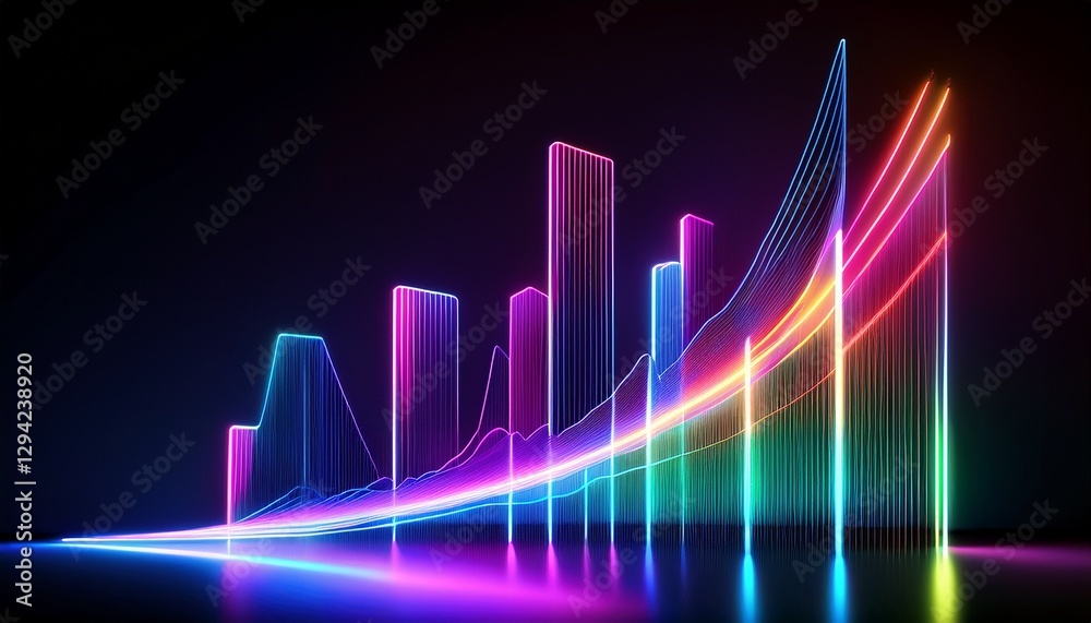 Fototapeta premium Celebrate progress through dynamic glowing lines.