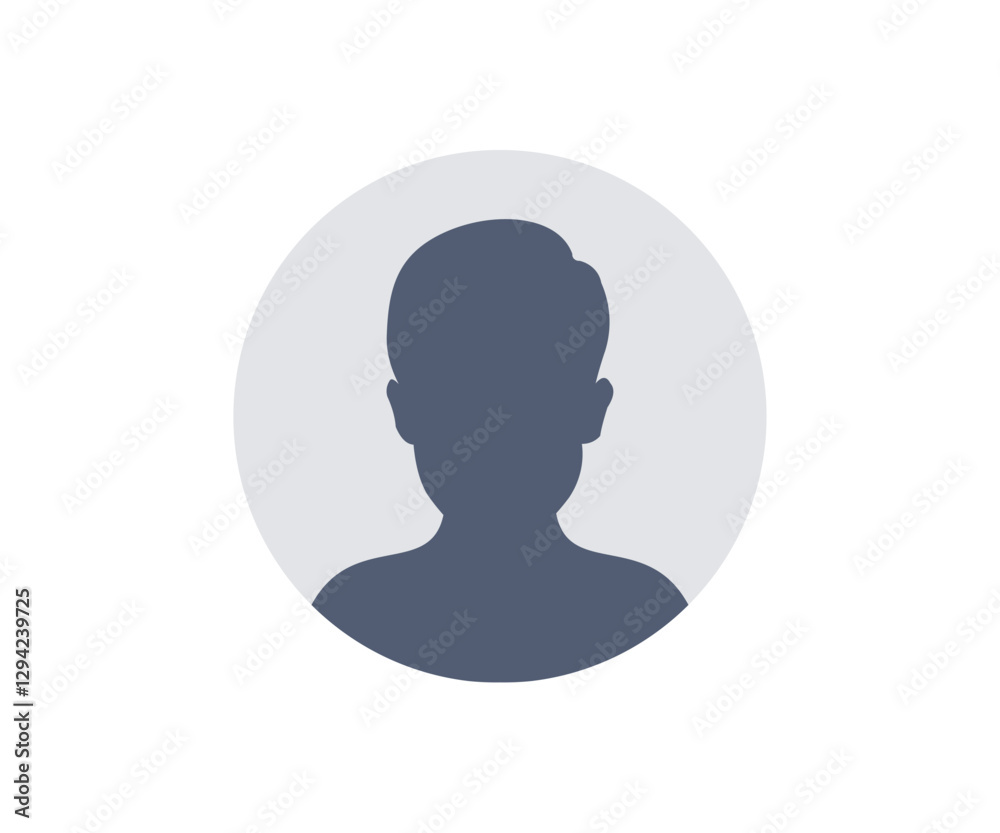 User profile icon. Profile picture, portrait symbol. User member, People icon in flat style. Circle button with avatar photo silhouette vector design and illustration.
