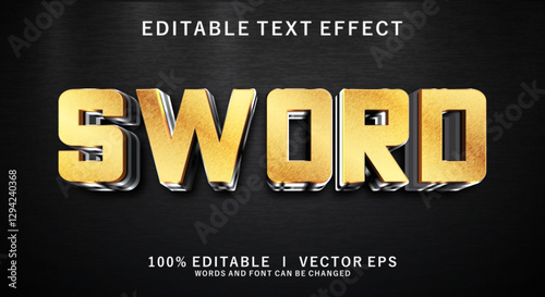 golden sword 3d vector text effect with modern style design