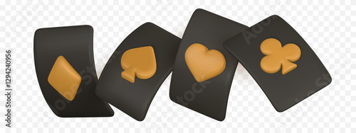 Realistic 3d playing cards. Casino game concept. Set of aces of different suits. Vector illustration