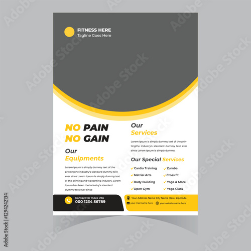 Gym and fitness workout flyer bodybuilding sport athletic flyer template design poster brochure banner elegant 