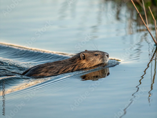 otter in the water
