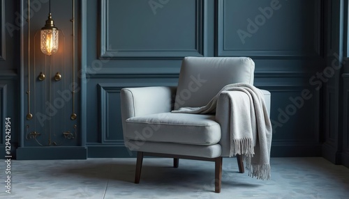 Elegant armchair in a classic moody living room