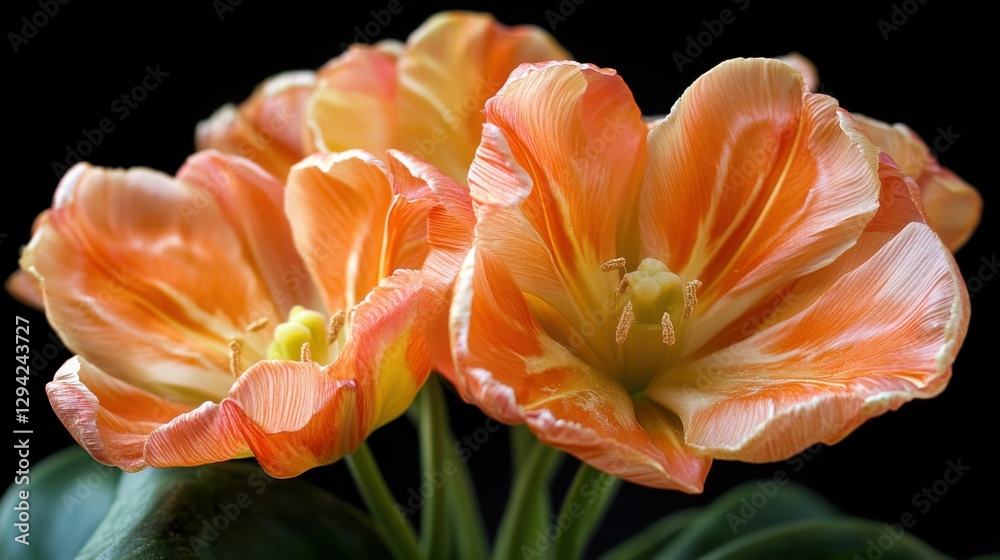 African Tulip Blossom: Close-up of Orange Flower on Tropical Fountain Tree African Tulip Blossom: Close-up of Orange Flower on Tropical Fountain Tree