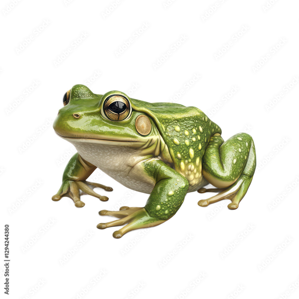 Obraz premium 3D vector icon of American bullfrog isolated on transparency background