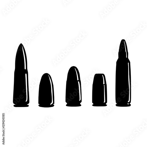 Bullet Silhouette Icon Set - Vector Illustration