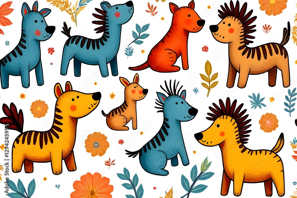 Naklejka premium seamless pattern with animals