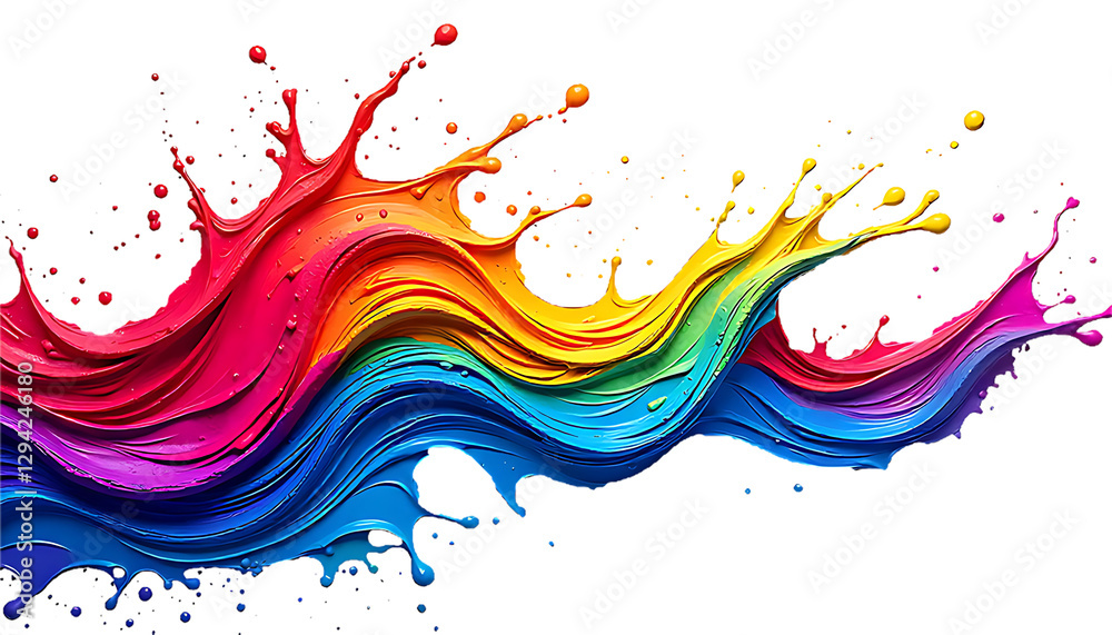 Colorful Paint Splash Waves Modern Abstract Background, transparent or white background Colorful Paint Splash Waves Modern Abstract Background, transparent or white background
