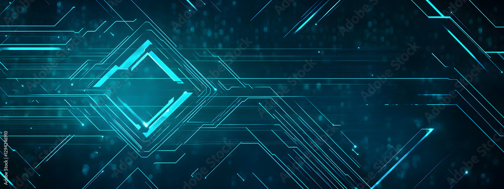 Fototapeta premium Blue technology background with arrow and tech vector elements for design template 