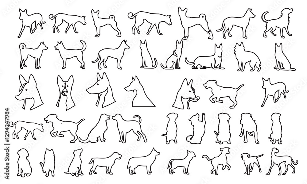 Obraz premium Dog outline Dog Picture Outline Vector Bundle 