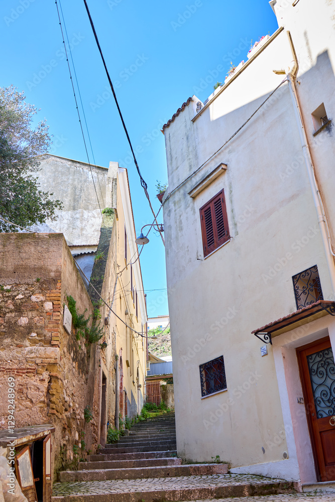 Fototapeta premium Narrow Cobblestone Street in Historic Town