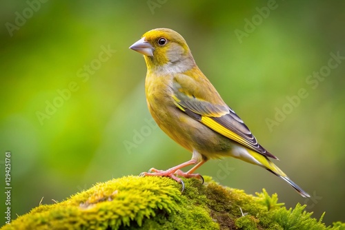 Oriental Greenfinch Bird on Rock - Vibrant Wildlife Photography