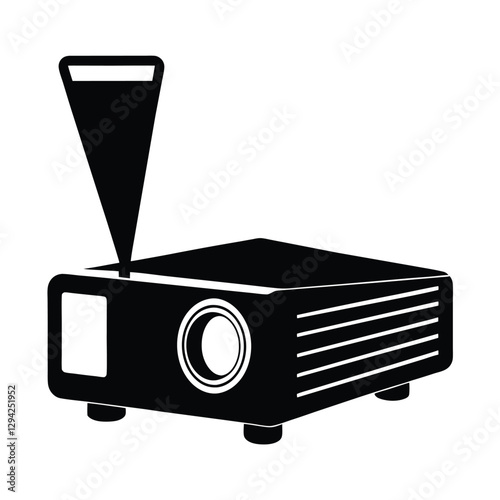 Classic overhead projector silhouette emitting a bright projection beam for meetings today