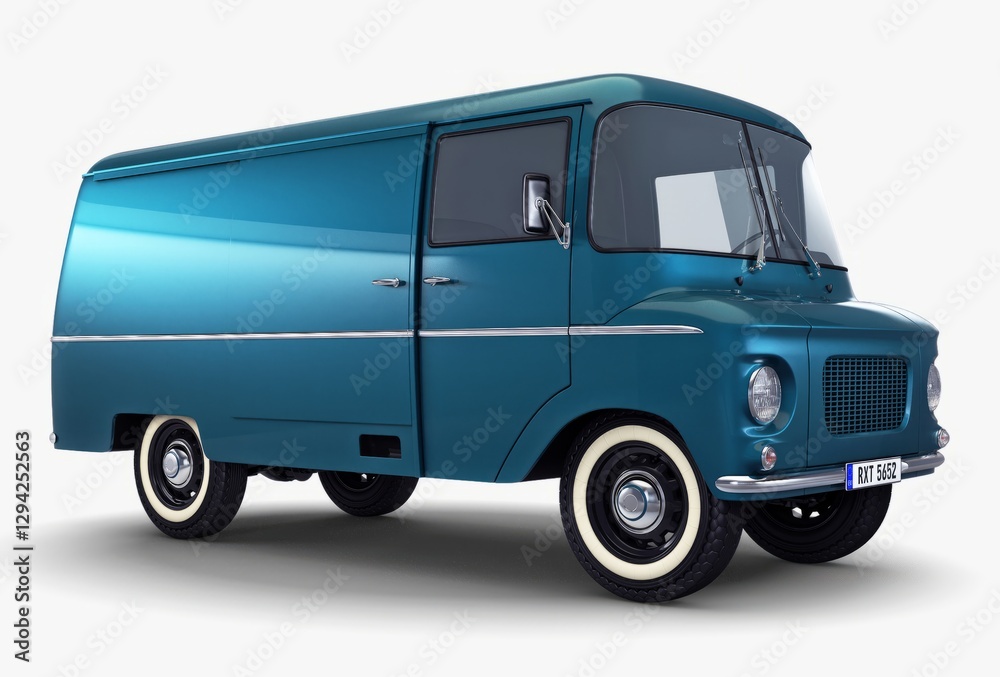 Illustration 3D Generic Retro Cargo Van with Classic Vintage Design for Commercial Transport Illustration 3D Generic Retro Cargo Van with Classic Vintage Design for Commercial Transport
