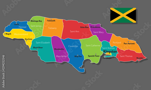 Vector map of Jamaica