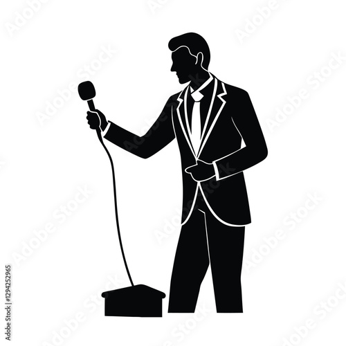 Experienced presenter fine tuning lavalier microphone settings for optimal sound clarity during sessions