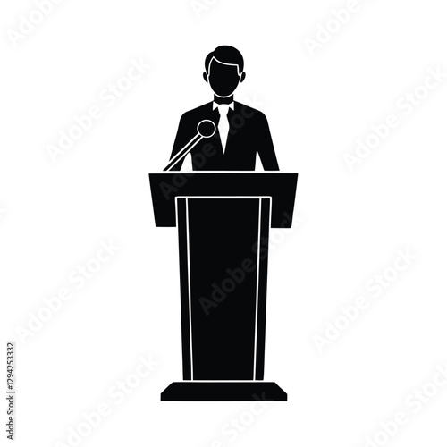 Presenter standing confidently behind podium delivering engaging messages for audiences