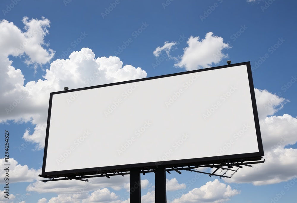 a blank empty billboard with a sky background and white clouds, mockup concept a blank empty billboard with a sky background and white clouds, mockup concept
