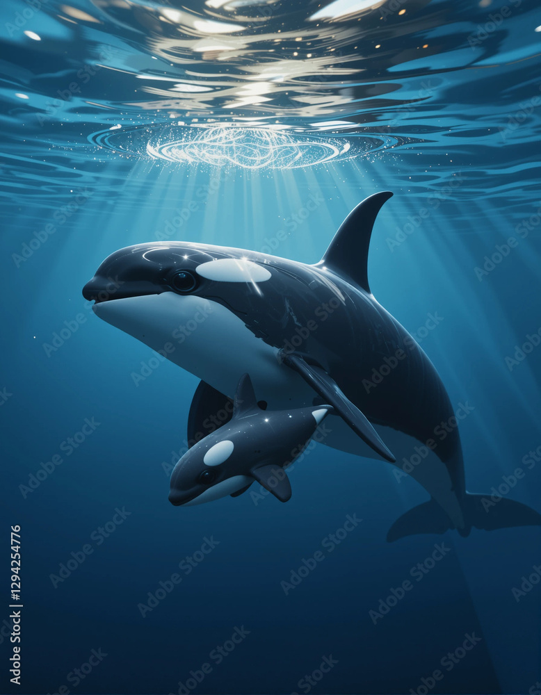 Obraz premium The Majestic Killer Whale: Power and Intelligence Beneath the Waves