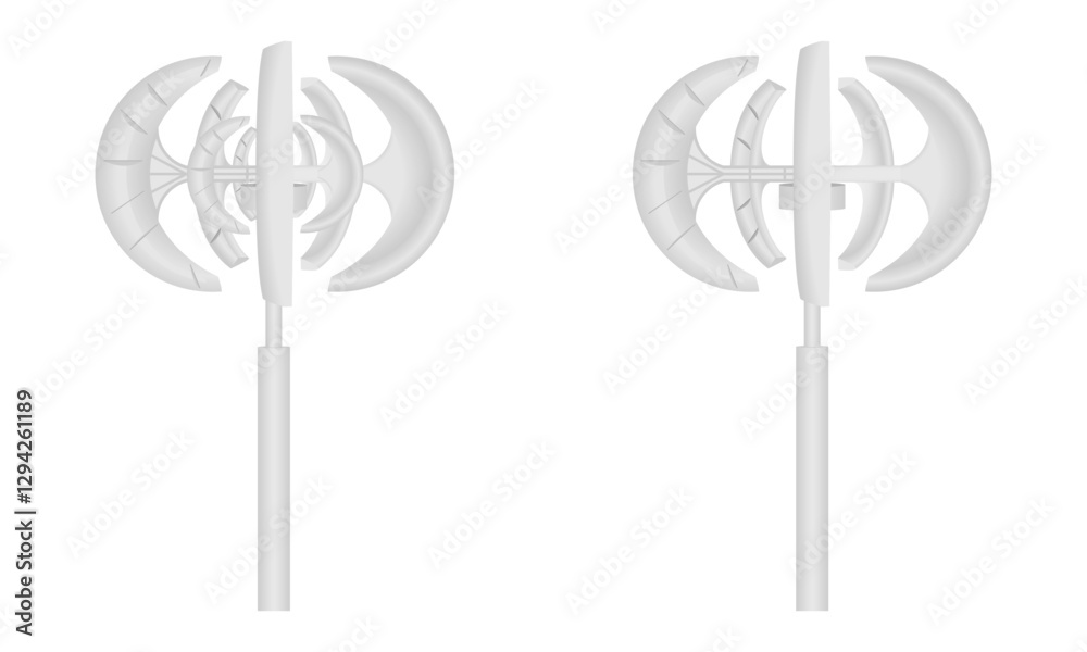 realistic vertical axis wind turbine generator for house set vector illustration isolated on white background. realistic vertical axis wind turbine generator for house set vector illustration isolated on white background.