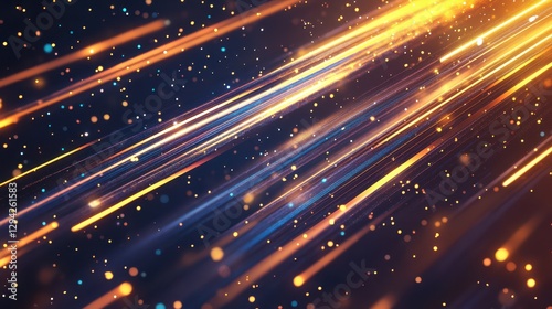 Abstract Light Trails: A dynamic and visually striking composition features streams of radiant light trails, streaks, and glowing particles.