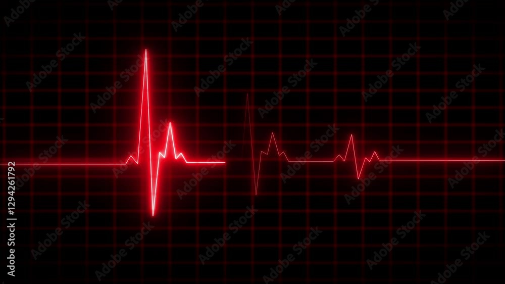 heartbeat line 4k neon light heartbeat display screen medical research show sign. Heartbeat monitor EKG line monitor showing heart pulse .Neon sign heartbeat signal animation ,