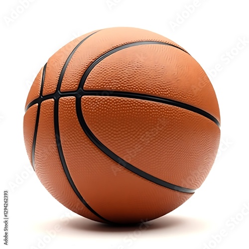 Professional Basketball on White Background 