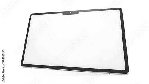 Modern Black Tablet with Blank White Screen 