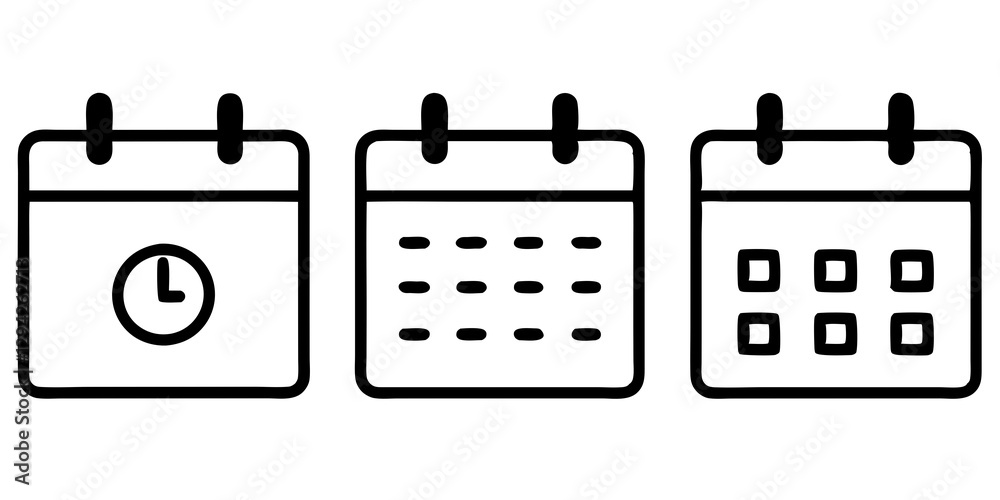 Calendar Icon collection. Set of calendar symbols. Meeting Deadlines icon. Calendar Icon collection. Set of calendar symbols. Meeting Deadlines icon.