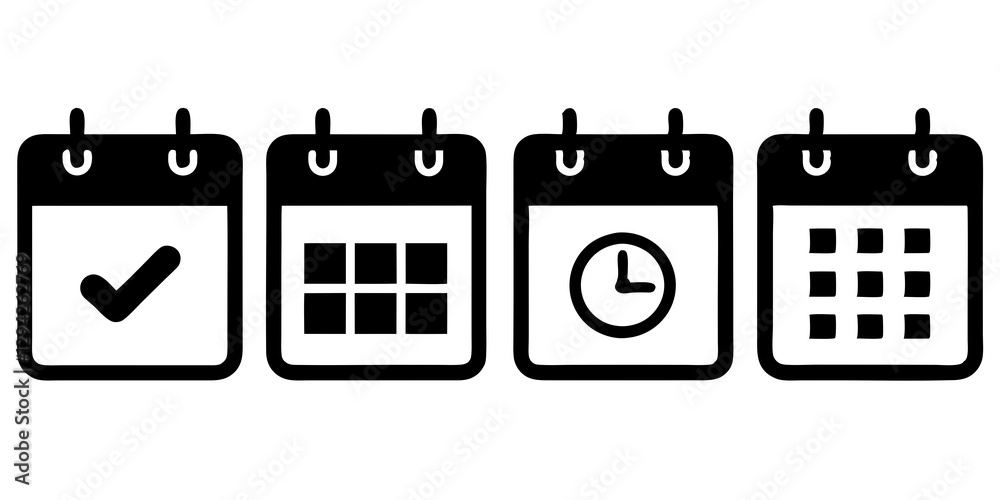 Calendar Icon collection. Set of calendar symbols. Meeting Deadlines icon. Calendar Icon collection. Set of calendar symbols. Meeting Deadlines icon.