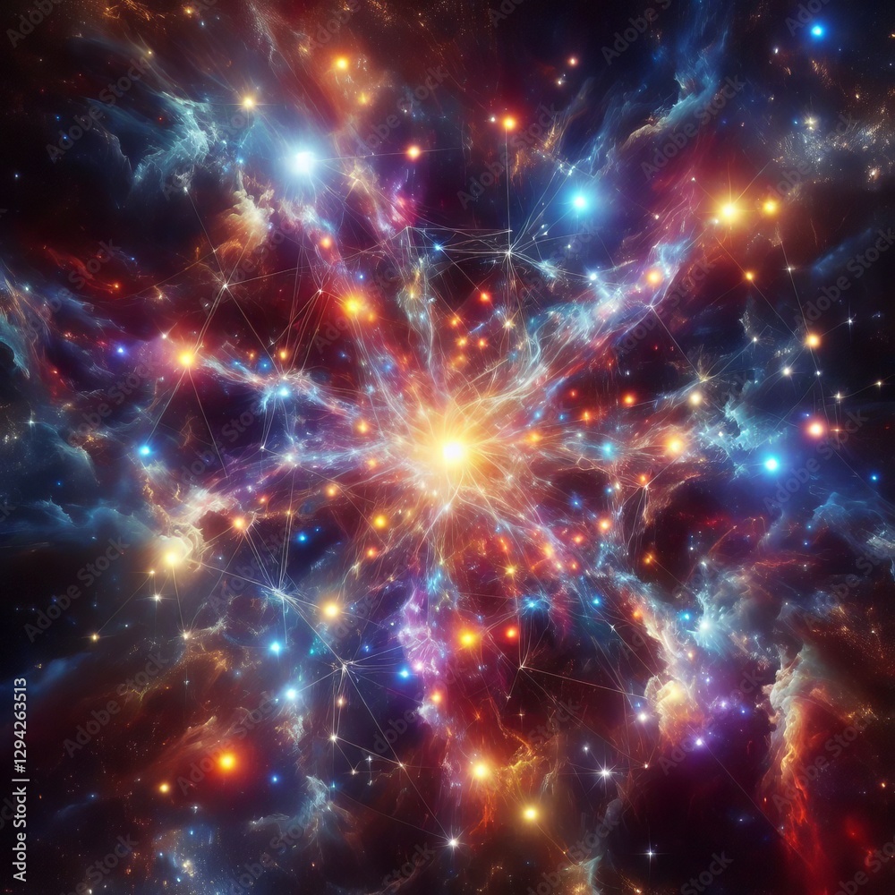 Naklejka premium Star Web Interconnected stellar system