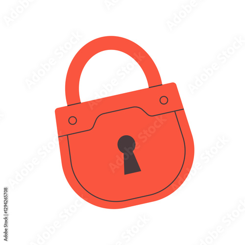 Cute red lock. Valentines Day sticker. Wedding vow. Vector illustration in flat style
